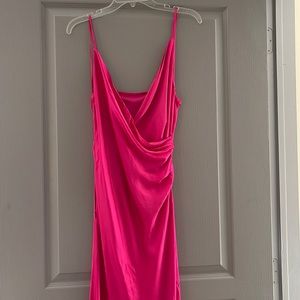 Zara Satin Hot Pink MIDI Dress